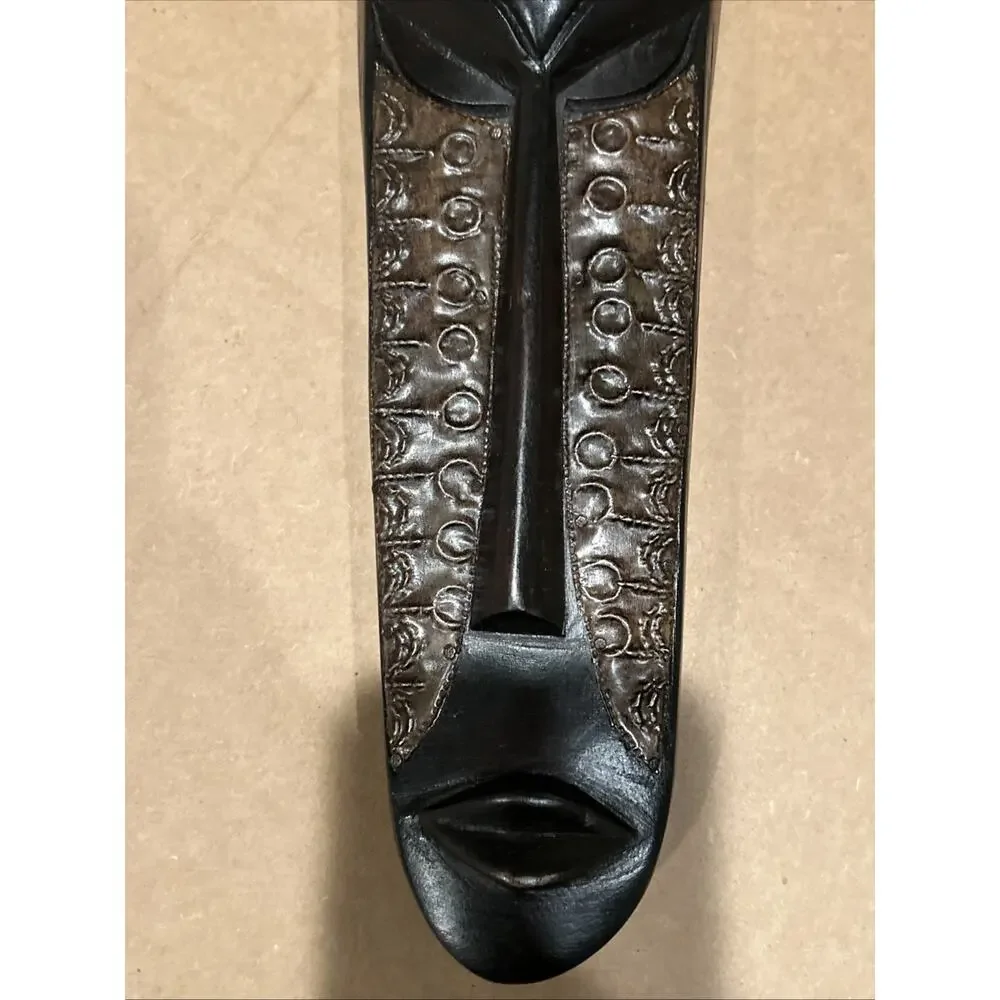 NEW- Hand Carved Ghana African Tribal Mask Wood Wall Art Made in Ghana 20”